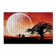 Cakapuzzle Yalnız Ağaç Yeni Evli Çift ve Süper Ay 120 Parça Ahşap Puzzle