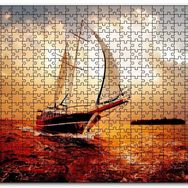 Cakapuzzle Yelkenli Gemi Dalgalı Deniz Bulutlu Gök Görseli Mdf 500 Parça Puzzle
