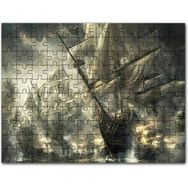 Cakapuzzle Yelkenli Gemiler İle Deniz Savaşı Çizim Görseli Mdf 1000 Parça Puzzle
