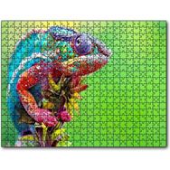 Cakapuzzle Yeşil Arkaplan ve Dalda Rengarenk Bukalemun Mdf 1000 Parça Puzzle