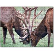Cakapuzzle Yeşil Çayırda Otlayan Boynuzlu Geyikler Mdf 255 Parça Puzzle