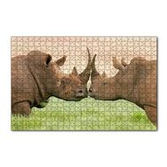 Cakapuzzle Yeşil Çayırdaki Erkek ve Dişi Gergedan 120 Parça Ahşap Puzzle