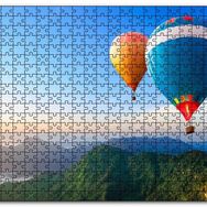 Cakapuzzle Yeşil Dağlar ve Sıcak Hava Balonları Mdf 120 Parça Puzzle