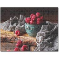Cakapuzzle Yeşil Kasede Ahududular ve Gri Tül Mdf 120 Parça Puzzle