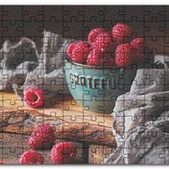 Cakapuzzle Yeşil Kasede Ahududular ve Gri Tül Mdf 500 Parça Puzzle
