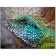 Cakapuzzle Yeşil Mavi Renkleriyle Kertenkele Yakın Çekim Mdf 500 Parça Puzzle