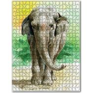 Cakapuzzle Yeşillikler Önünde Fil Suluboya Çizim 120 Parça Puzzle