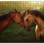 Cakapuzzle Yeşillikler ve Kahverengi At Çifti Mdf 120 Parça Puzzle
