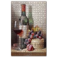 Cakapuzzle Yıllanmış Şarap Kadeh Üzüm ve Erik Ahşap 1000 Parça Puzzle