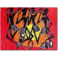 Cakapuzzle Yöresel Afrikalı Dansçılar Sarı Kırmızı Arkaplan 255 Parça Puzzle