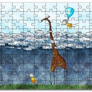 Cakapuzzle Zürafa İki Çocuk Bulutlar Boyama Sanat Eseri Mdf 255 Parça Puzzle