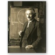 Cakatablo Albert Einstein Tahta Önünde Siyah Beyaz Fotoğraf 25x35 cm Ahşap Tablo