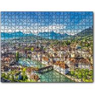Cakatablo İsviçre Luzern ve Arkaplanda Dağlar 1000 Parça Puzzle
