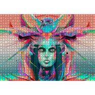 Cakatablo Kız ve Şahin Dijital Sanat 1000 Parça Puzzle