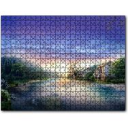 Cakatablo Manzara Resmi Nehir Ev Orman 1000 Parça Puzzle
