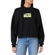 Calvin Klein Illuminated Box Logo Crew Neck Siyah Kadın Sweatshirt