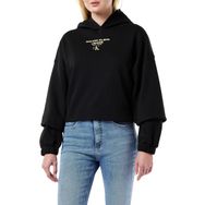 Calvin Klein Jeans J20J221329 Kapüşon Yaka Baskılı Siyah Kadın Sweatshirt