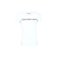 Calvin Klein Jeans J30J322552YAF Bisiklet Yaka Baskılı Beyaz Erkek T-Shirt