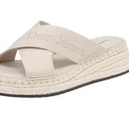 Calvin Klein Sporty Wedge Rope Sandal MR Bej Kadın Sandalet