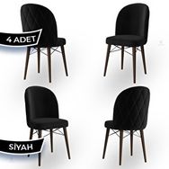 Canisa Bika Serisi 4 Adet 1. Sınıf Babyface Kumaş Ceviz Gürgen Ayaklı Siyah Yemek Odası Sandalyesi
