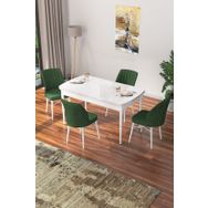 Canisa Concept Nef Serisi Beyaz 70x114 cm Açılabilir Mdf Masa 4 Sandalye Mutfak Masa Takımı