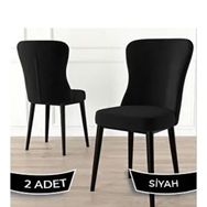 Canisa Tita Serisi 2 Adet Siyah 1. Sınıf Babyface Kumaş Metal Siyah Ayaklı Yemek Odası Sandalyesi