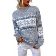 Canli4Y Mery Christmas Gri Uzun Kollu Kadın Kazak