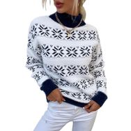 Canli4Y Mery Christmas Mavi Marineblau Uzun Kollu Kadın Kazak