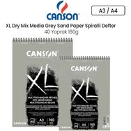 Canson Xl Dry Mix Media Grey Sand Paper 40 Yaprak 160 gr Spiralli Defter