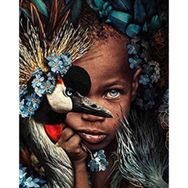 Canvas Hobby Afrikalı Çocuk ve Kuş Kasnaklı Rulo 50 x 65 cm Sayılarla Boyama Seti