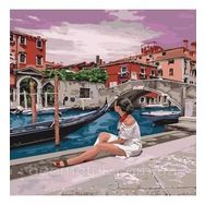 Canvas Hobby Avrupa'da Taş Köprü Kasnaklı 40 x 50 cm Sayılarla Boyama Seti