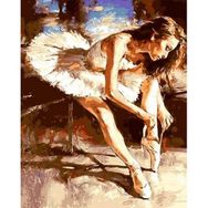 Canvas Hobby Balerin Hazırlanırken Kasnaklı 100 x 140 cm Sayılarla Boyama Seti