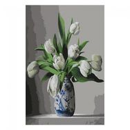 Canvas Hobby Beyaz Laleler Kasnaklı 40 x 50 cm Sayılarla Boyama Seti