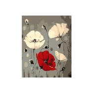 Canvas Hobby Beyaz ve Kırmızı Gelincik Kasnaklı 60 x 75 cm Sayılarla Boyama Seti