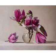 Canvas Hobby Cam Saksı ve Pempe Çiçekler Kasnaklı 60 x 75 cm Sayılarla Boyama Seti