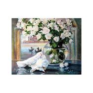 Canvas Hobby Canvas Güvercin ve Çiçek 50 x 65 cm Kasnaklı Sayılarla Boyama Seti