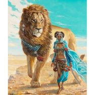 Canvas Hobby Canvas Güzel ve Aslan 70 x 90 cm Kasnaklı Sayılarla Boyama Seti