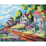 Canvas Hobby Canvas Köy Evi 50x65 cm Rulo Sayılarla Boyama Seti