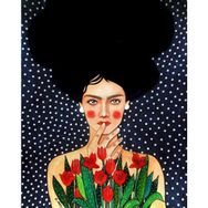 Canvas Hobby Canvas Laleli Kadın 70 x 90 cm Kasnaklı Sayılarla Boyama Seti