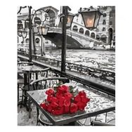 Canvas Hobby Canvas Masadaki Gül 40 x 50 cm Kasnaklı Sayılarla Boyama Seti