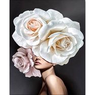 Canvas Hobby Çiçek Kadın 7 Renkli Kasnaklı 100 x 140 cm Sayılarla Boyama Seti