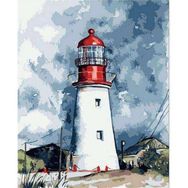 Canvas Hobby Deniz Feneri ve Bulutlar 40 x 50 cm Kasnaklı Sayılarla Boyama Seti Duvar Sticker
