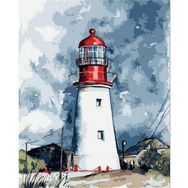 Canvas Hobby Deniz Feneri ve Bulutlar 50 x 65 cm Kasnaklı Sayılarla Boyama Seti Duvar Sticker