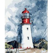 Canvas Hobby Deniz Feneri ve Bulutlar 60 x 75 cm Kasnaklı Sayılarla Boyama Seti Duvar Sticker
