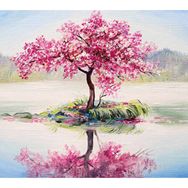 Canvas Hobby Göldeki Ağaç Kasnaklı 60 x 75 cm Sayılarla Boyama Seti