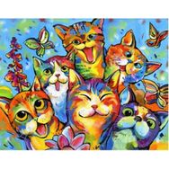 Canvas Hobby Gülen Kediler Kasnaklı 100 x 140 cm Sayılarla Boyama Seti