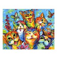 Canvas Hobby Gülen Kediler Kasnaklı 70x90 cm Sayılarla Boyama Seti
