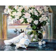 Canvas Hobby Güvercin ve Çiçek Rulo 40x50 cm Sayılarla Boyama Seti
