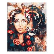 Canvas Hobby Kadın ve Kaplan Sevgisi 50 x 65 cm Rulo Sayılarla Boyama Seti