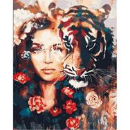 Canvas Hobby Kadın ve Kaplan Sevgisi 70 x 90 cm Rulo Sayılarla Boyama Seti